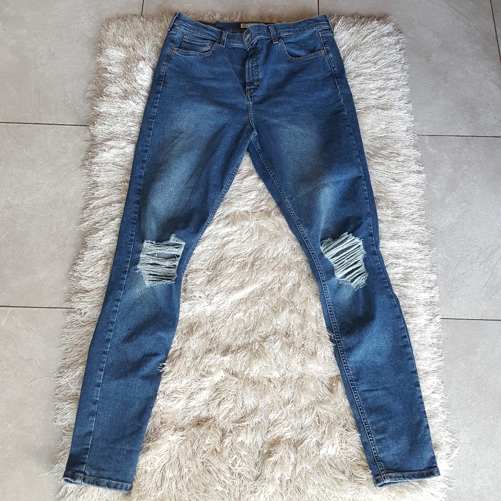 Topshop Moto/ Tall Jamie W34 L36 Distressed Skinny